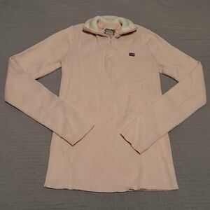 Ralph Lauren Polo Jeans Light Pink Ribbed Half-Zip Sweater